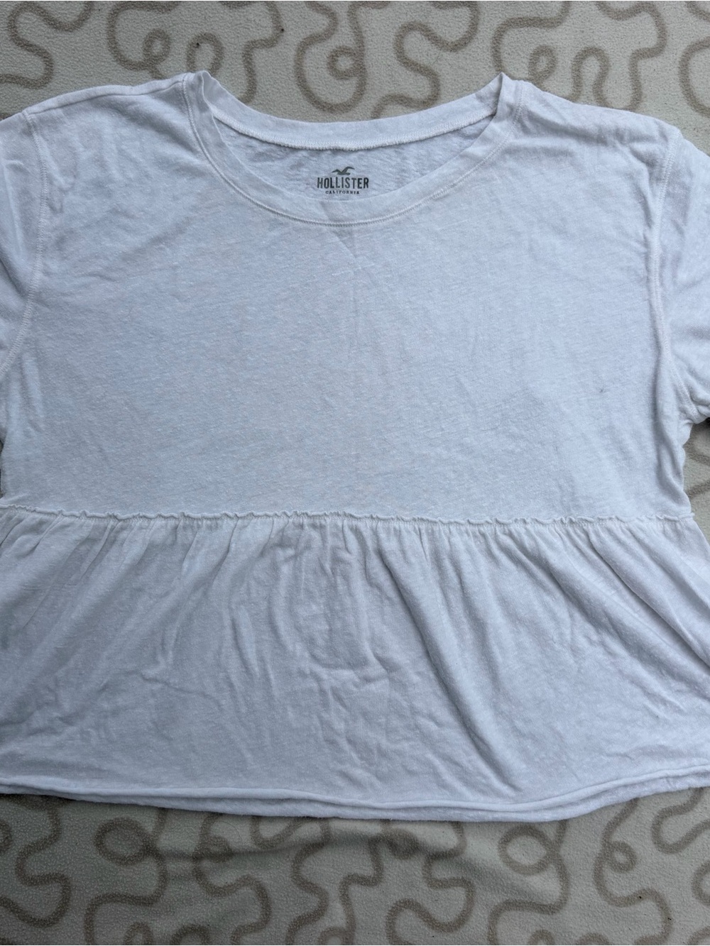Hollister White Babydoll Peplum Short-Sleeve Top